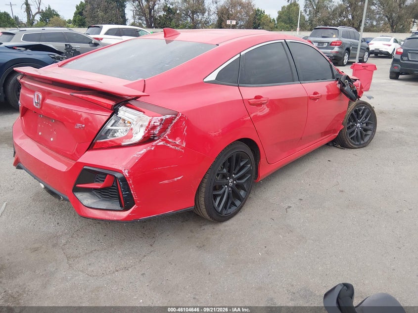 Vin: 2hgfc1e51lh706259, lot: 46604303, honda civic si sedan 20204