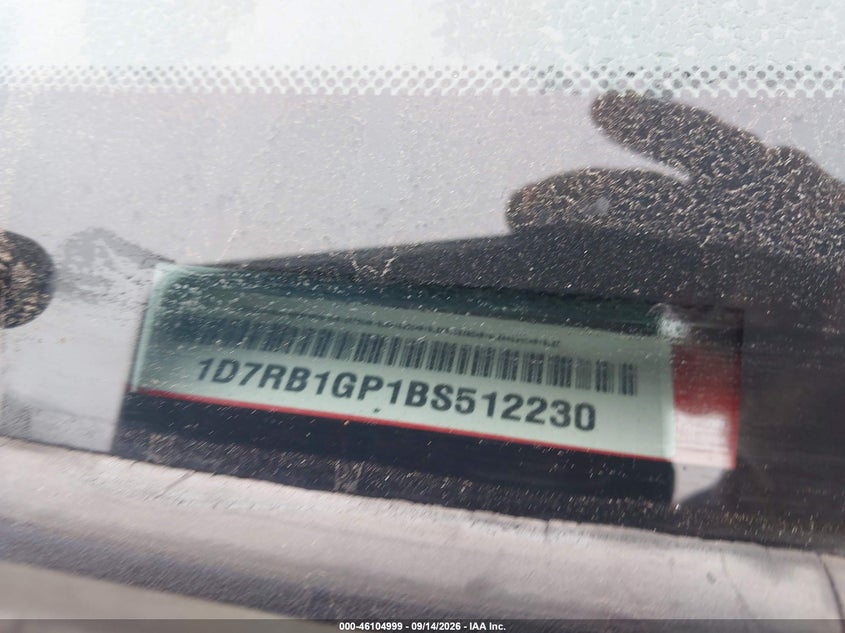 RAM RAM 1500 2011 VIN 1D7RB1GP1BS512230