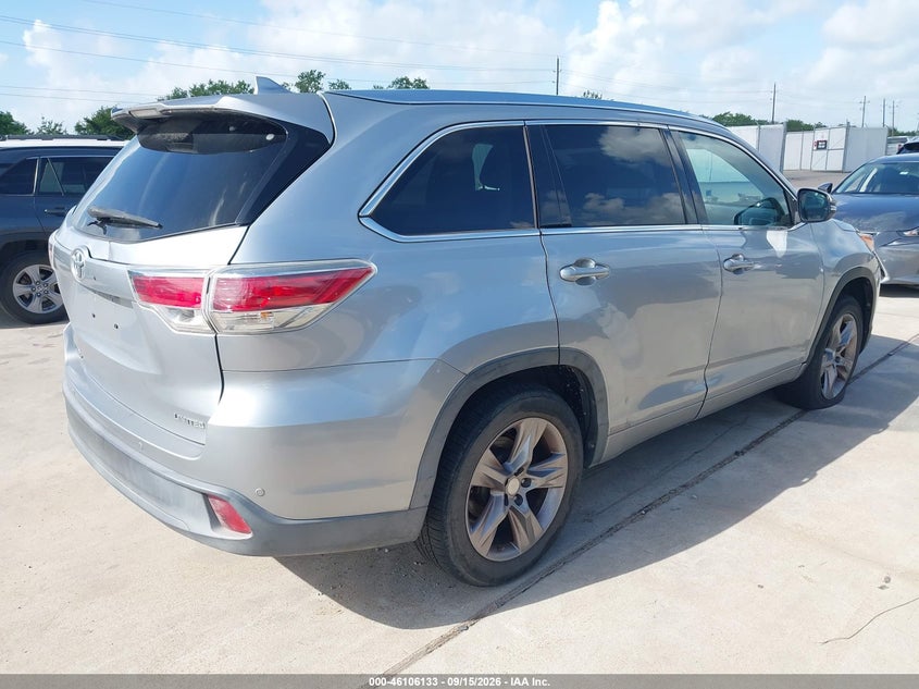 Vin: 5tdykrfh8es011668, lot: 46605791, toyota highlander limited platinum v6 20144