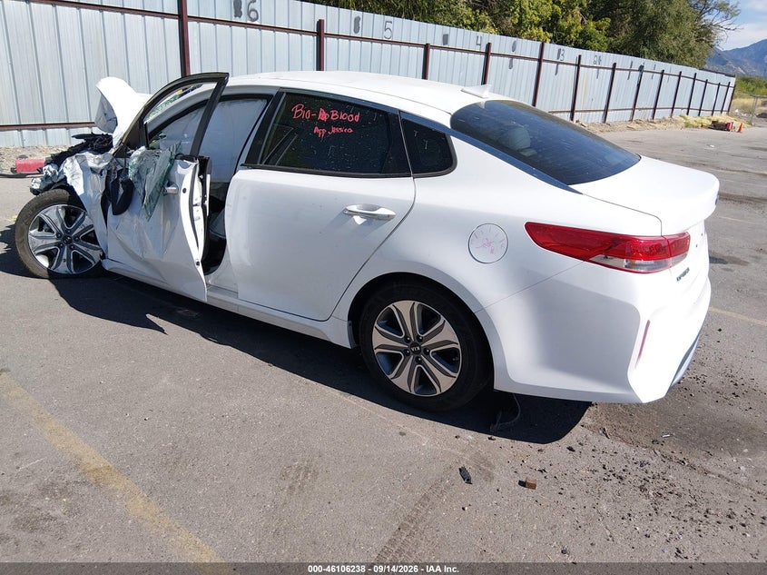 Vin: knagu4le1j5023287, lot: 46605896, kia optima hybrid ex 20183
