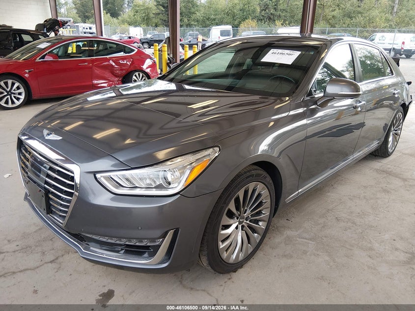 2017 Genesis G90, Rear, IAAI, VIN KMHG34JA1HU026613 — photo 2