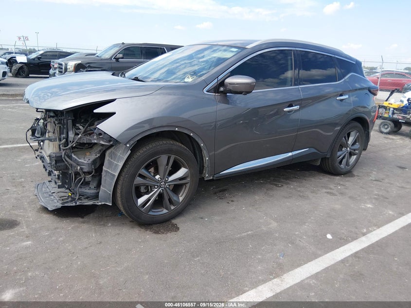 Vin: 5n1az2ms6kn152285, lot: 46606215, nissan murano platinum 20192