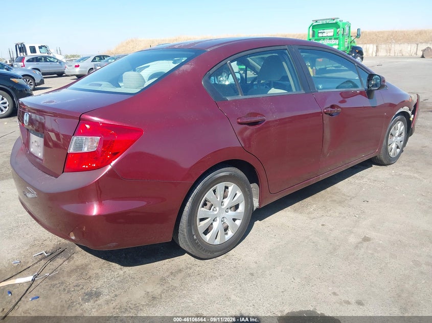 Vin: 2hgfb2f54ch589283, lot: 46606222, honda civic lx 20124