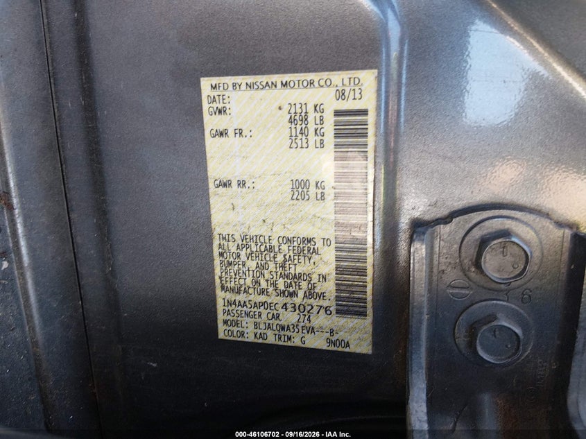2014 NISSAN MAXIMA 3.5 S · Фото 9