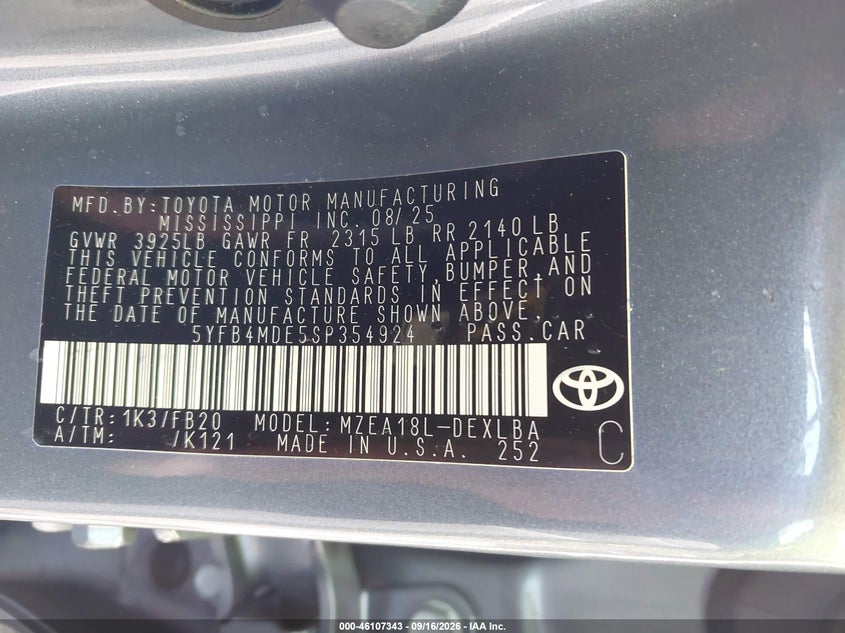 2025 TOYOTA COROLLA LE · Фото 9