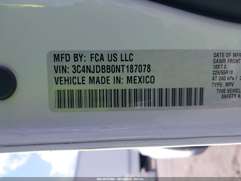JEEP COMPASS 2022 VIN 3C4NJDBB0NT187078