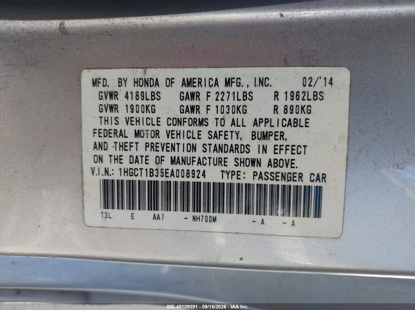2014 HONDA ACCORD LX-S · Фото 9