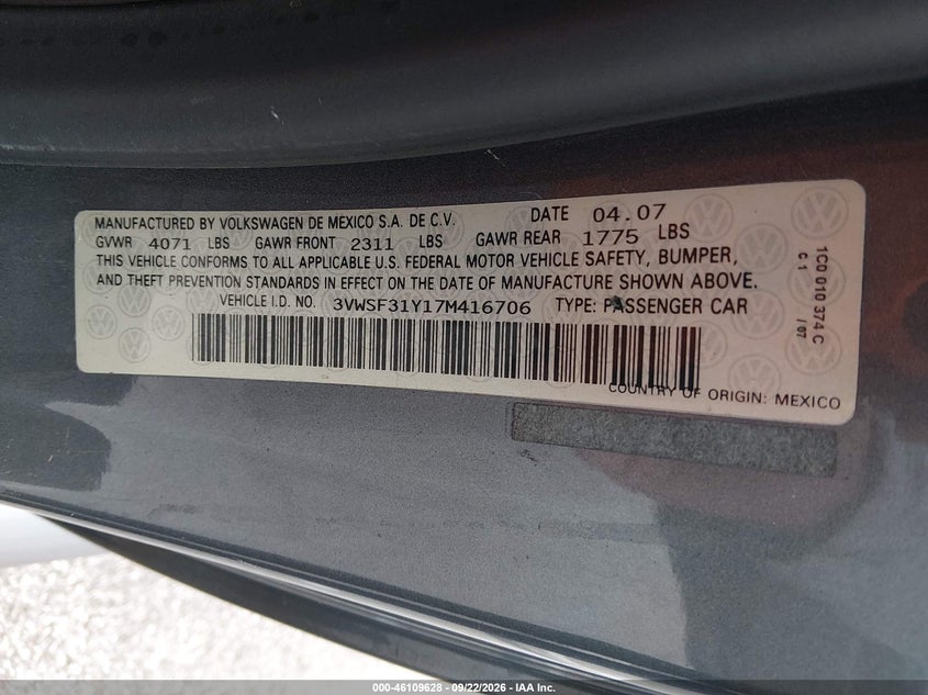 2007 VOLKSWAGEN NEW BEETLE 2.5 · Фото 9