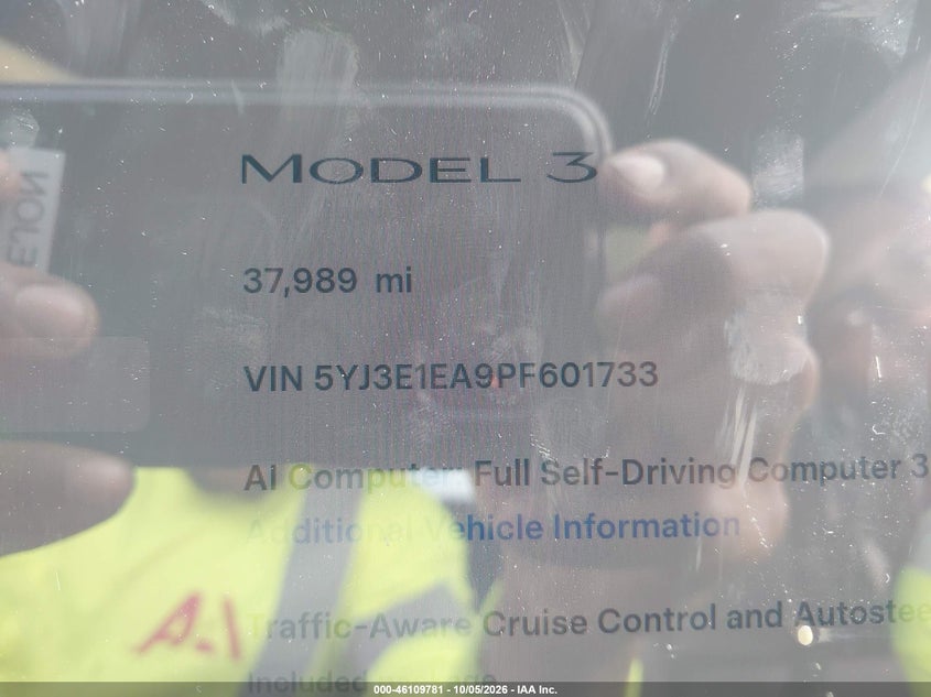 TESLA MODEL 3 2023 VIN 5YJ3E1EA9PF601733