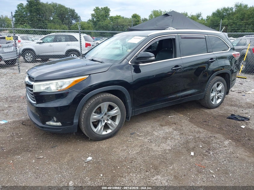 Vin: 5tddkrfh3fs130552, lot: 46609698, toyota highlander limited v6 20152