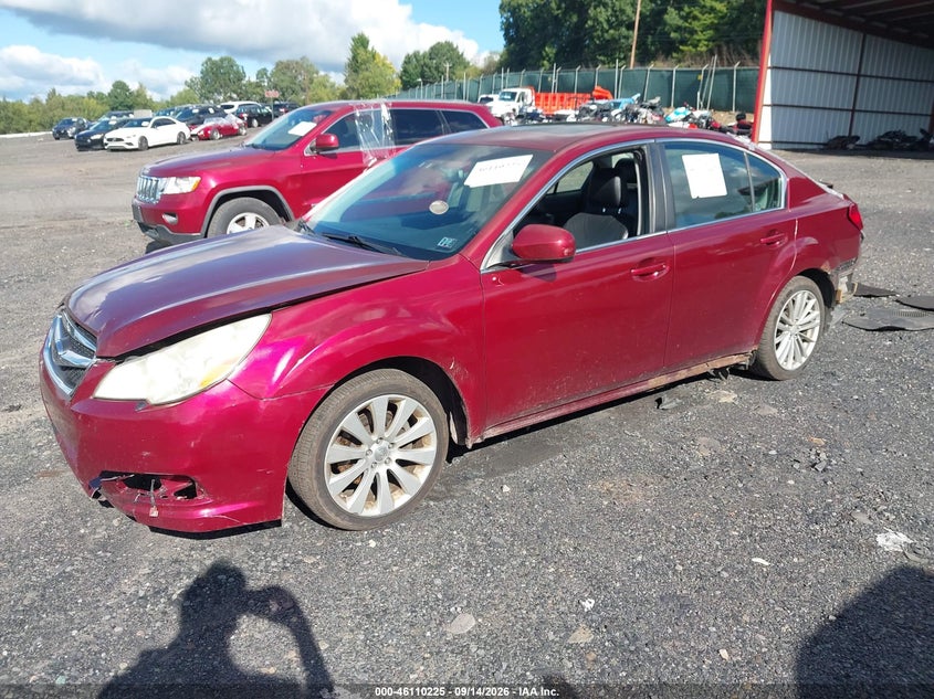 2010 Subaru Legacy, Front & Rear, IAAI, VIN 4S3BMBK64A3212409 — photo 2