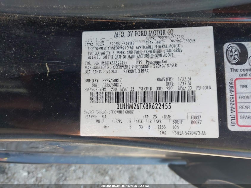 2008 LINCOLN MKZ · Фото 9