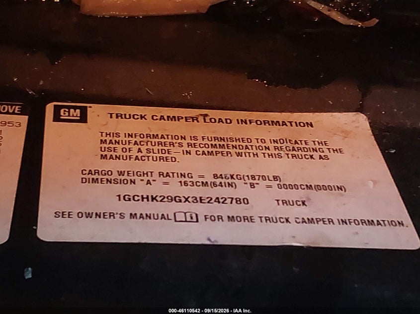 CHEVROLET SILVERADO 2500HD 2003 VIN 1GCHK29GX3E242780