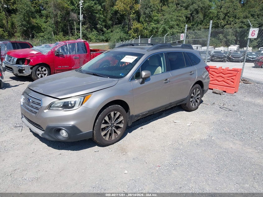 Vin: 4s4bsbnc0f3345825, lot: 46610998, subaru outback 2.5i limited 20152