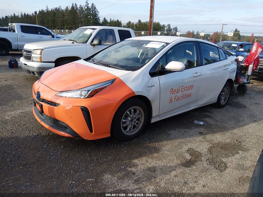 Vin: jtdkarfu8k3100255, lot: 46611301, toyota prius le 20192