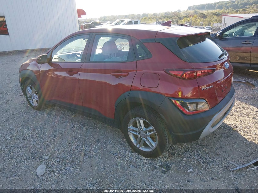 Vin: km8k22ab5nu763593, lot: 46611652, hyundai kona se 20223