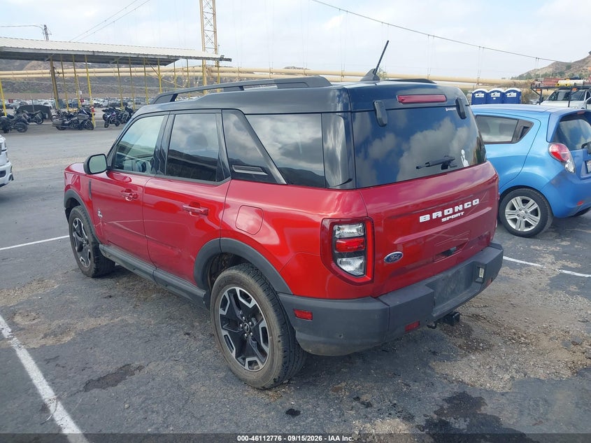 Vin: 3fmcr9c60mra72213, lot: 46612492, ford bronco sport outer banks 20213