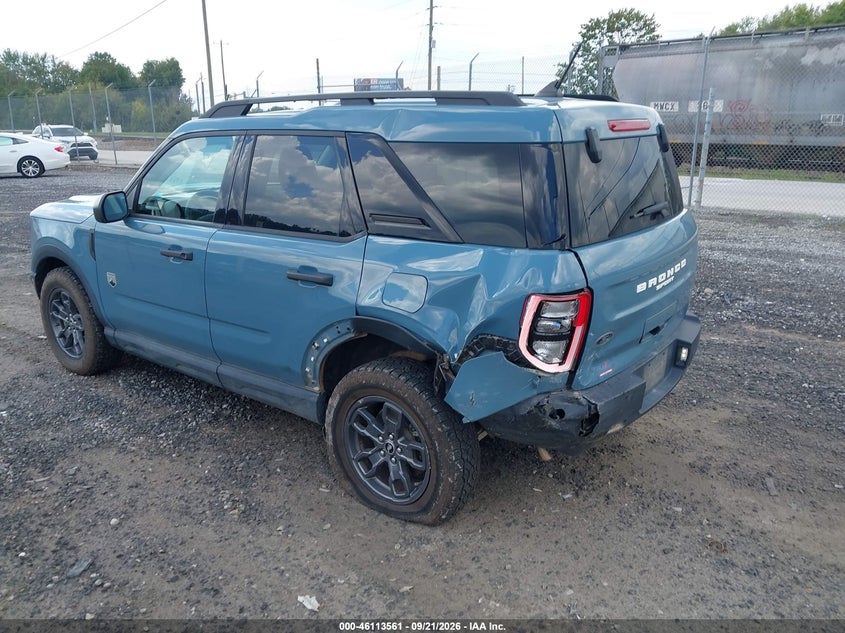 Vin: 3fmcr9b6xnrd03766, lot: 46613277, ford bronco sport big bend 20223