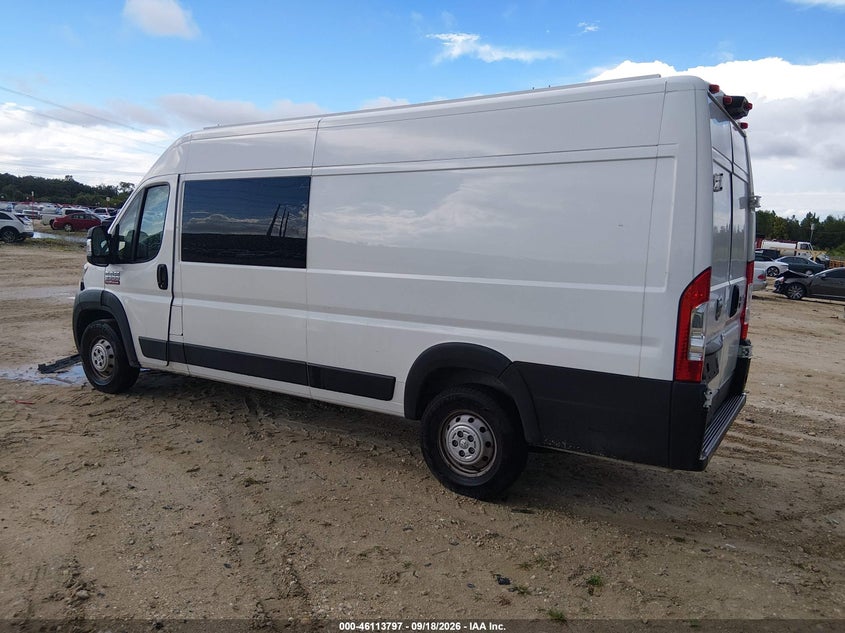 Vin: 3c6mrvjg6ne138373, lot: 46613513, ram promaster 3500 cargo van high roof 159 wb ext 20223