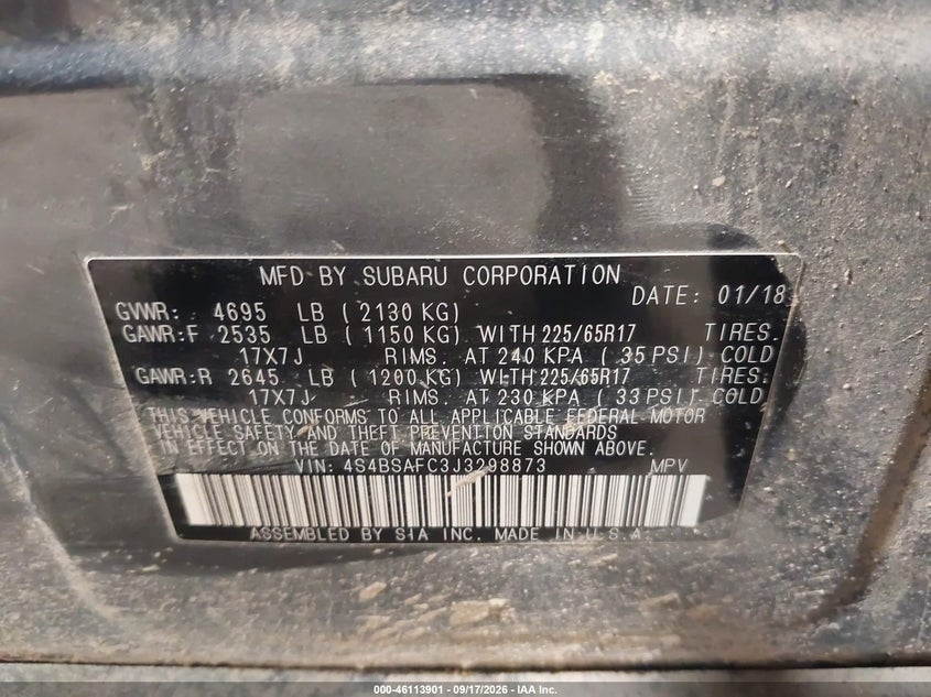 2018 SUBARU OUTBACK 2.5I PREMIUM · Фото 9