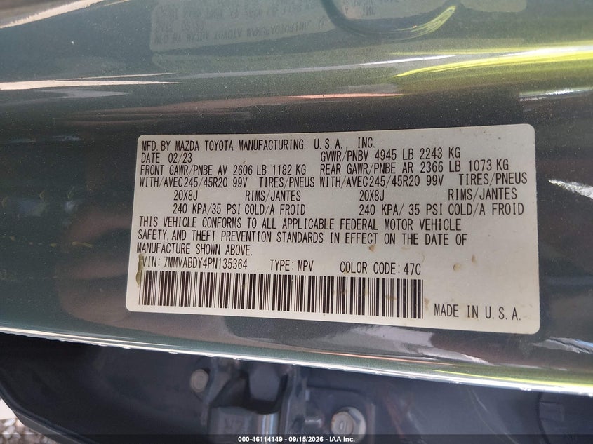MAZDA CX-50 2023 VIN 7MMVABDY4PN135364