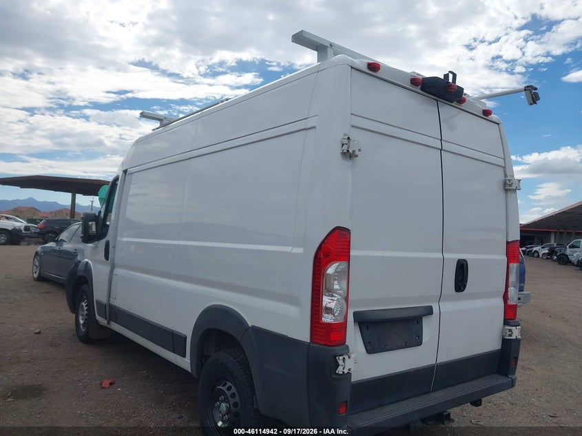 Vin: 3c6lrvcg7me531855, lot: 46614658, ram promaster 2500 high roof 136 wb 20213