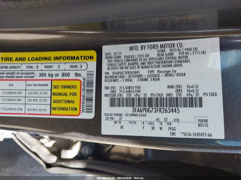 2015 FORD FUSION S · Фото 9