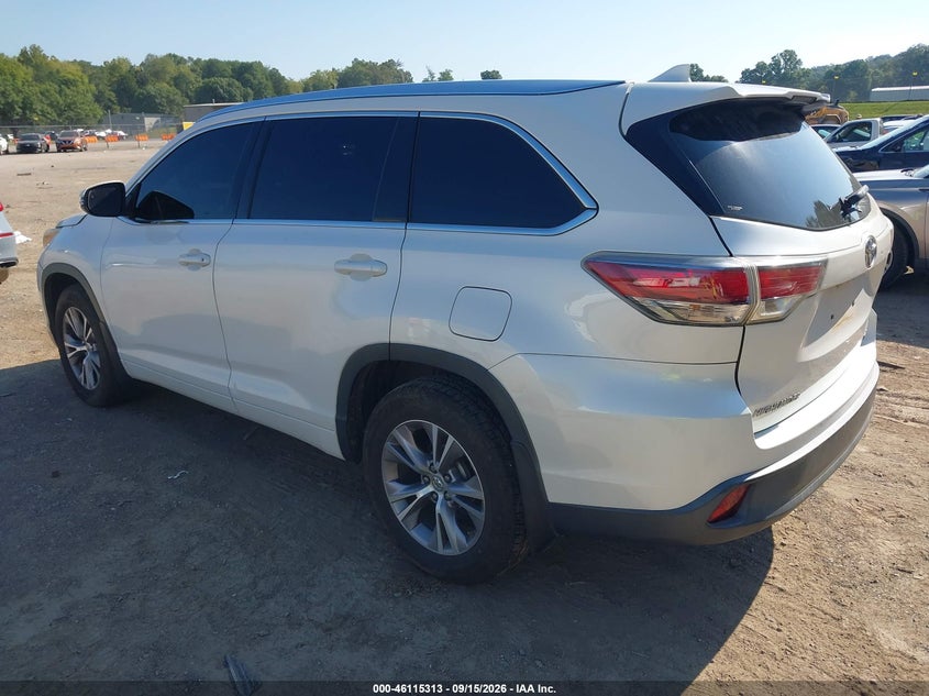 Vin: 5tdjkrfh3fs142817, lot: 46615029, toyota highlander xle v6 20153