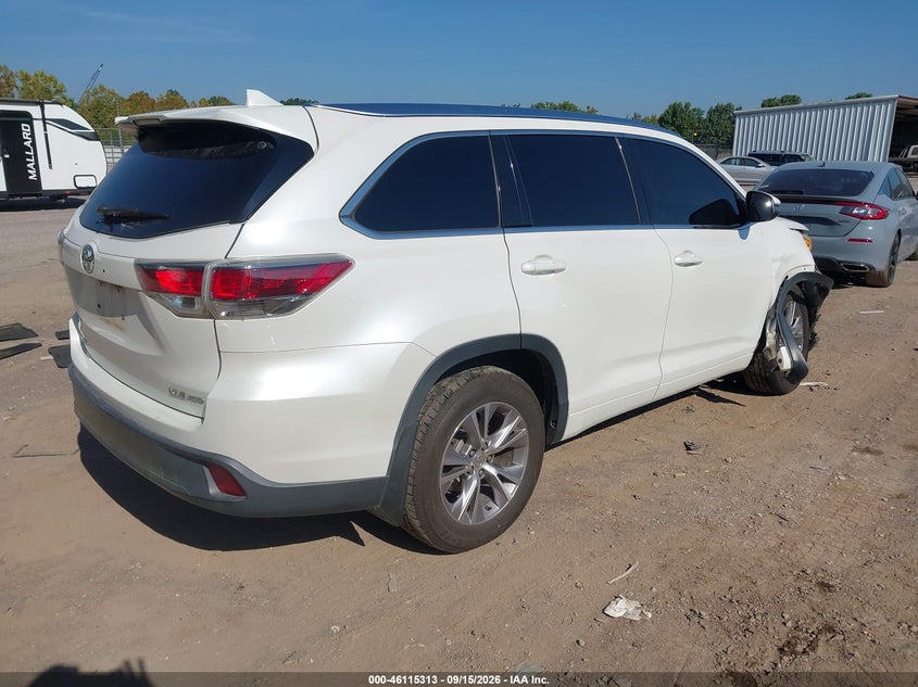 Vin: 5tdjkrfh3fs142817, lot: 46615029, toyota highlander xle v6 20154