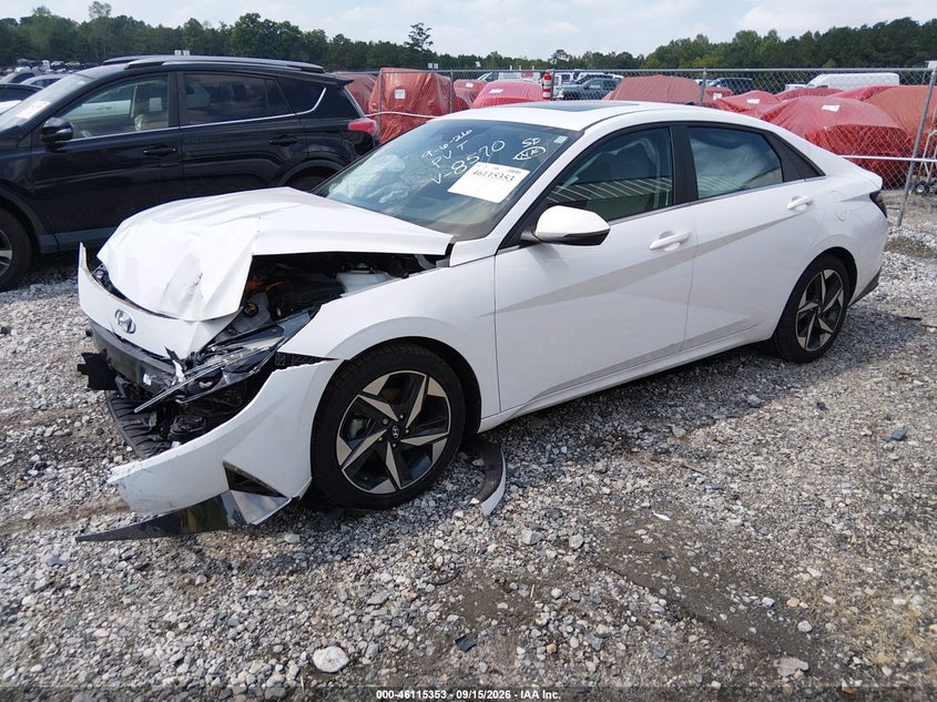 Vin: kmhln4aj3mu008570, lot: 46615069, hyundai elantra hybrid limited 20212