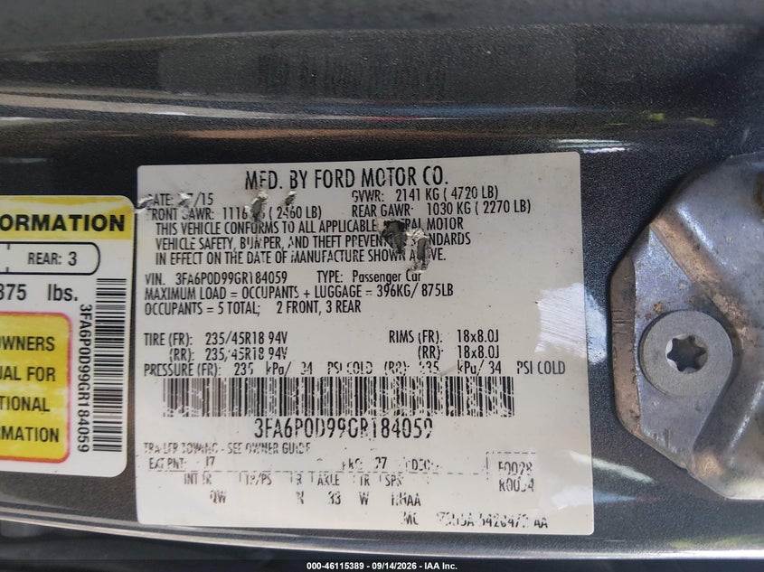 2016 FORD FUSION TITANIUM · Фото 9