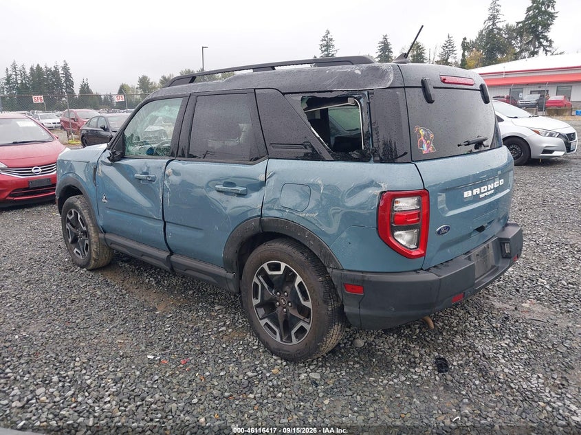 Vin: 3fmcr9c6xmra57346, lot: 46616133, ford bronco sport outer banks 20213