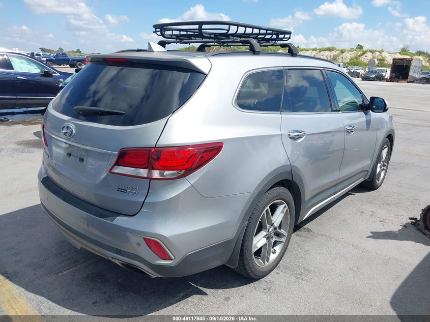 Vin: km8srdhf9ju295281, lot: 46617665, hyundai santa fe limited ultimate 20184