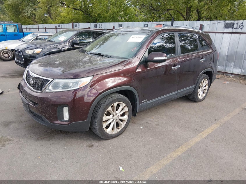 Vin: 5xykuda72eg474596, lot: 46617744, kia sorento ex v6 20142