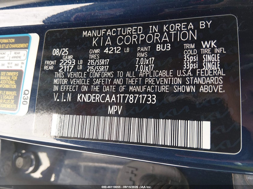 KIA SELTOS 2026 VIN KNDERCAA1T7871733