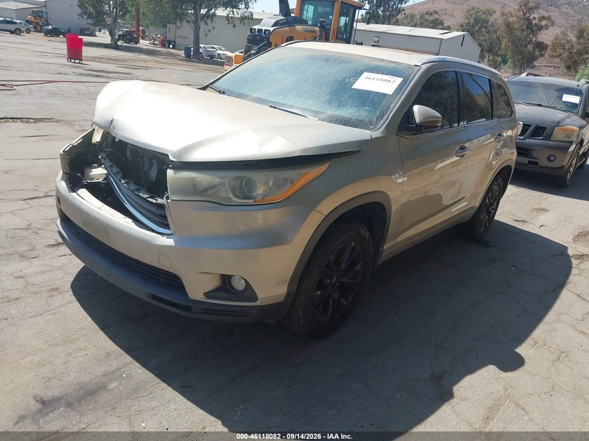 Vin: 5tdkkrfh2es009436, lot: 46617802, toyota highlander xle v6 20142