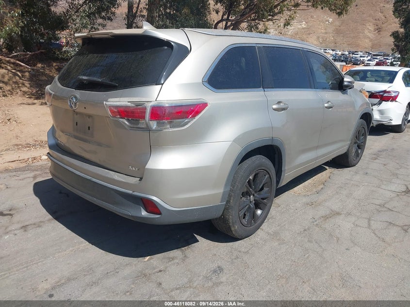 Vin: 5tdkkrfh2es009436, lot: 46617802, toyota highlander xle v6 20144