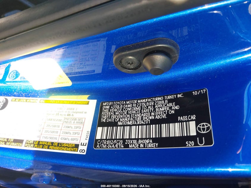 TOYOTA C-HR 2018 VIN NMTKHMBX4JR042171