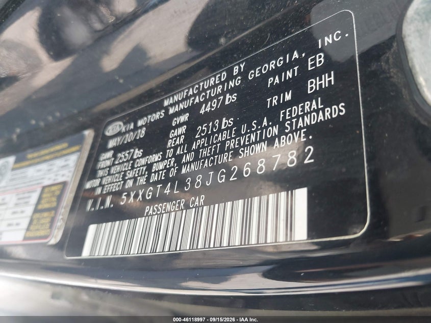 KIA OPTIMA 2018 VIN 5XXGT4L38JG268782