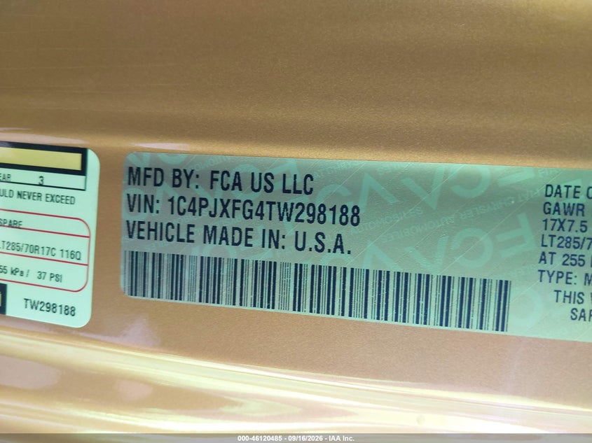 JEEP WRANGLER 2026 VIN 1C4PJXFG4TW298188