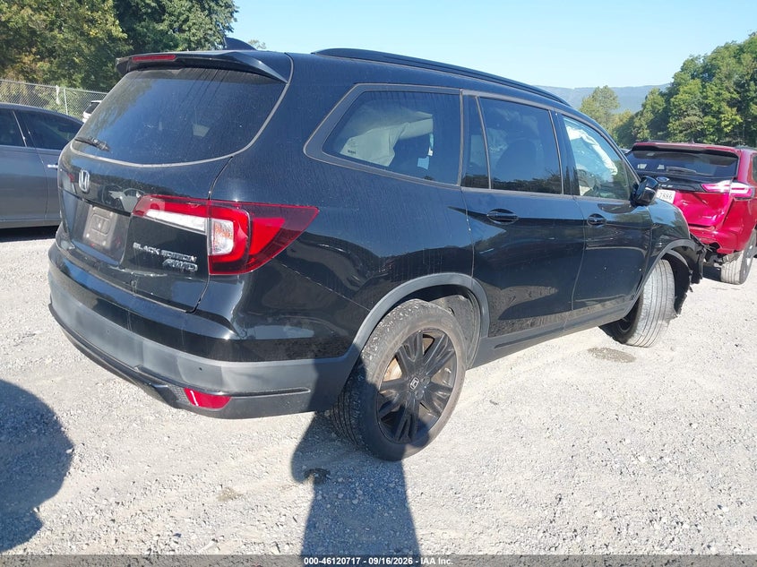 Vin: 5fnyf6h73mb051974, lot: 46620437, honda pilot awd black edition 20214