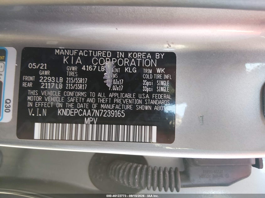2022 Kia Seltos Lx VIN: KNDEPCAA7N7239165 Lot: 46122773