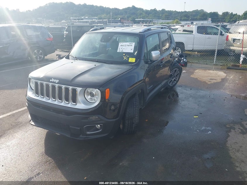 Vin: zaccjadb9hpf50105, lot: 46623175, jeep renegade limited fwd 20172