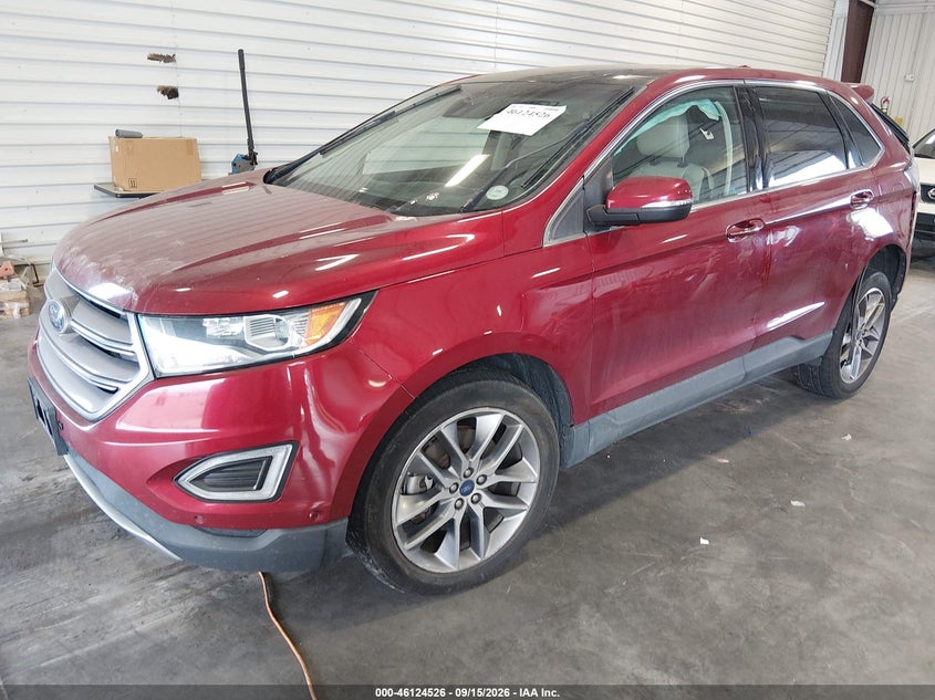 Vin: 2fmpk4k83gbc66555, lot: 46624246, ford edge titanium 20162