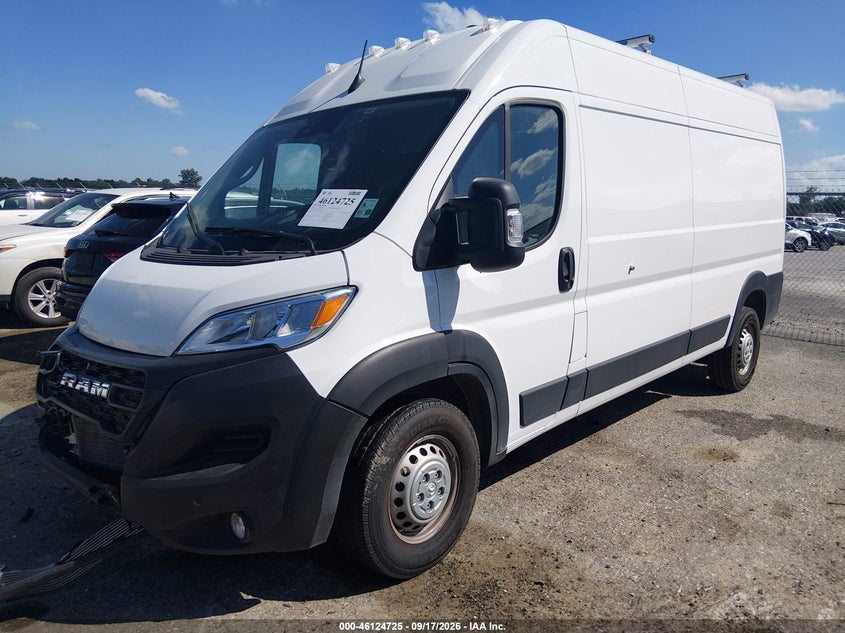 Vin: 3c6lrvdg8se530743, lot: 46624445, ram promaster 2500 tradesman high roof 159 wb w/pass seat 20252