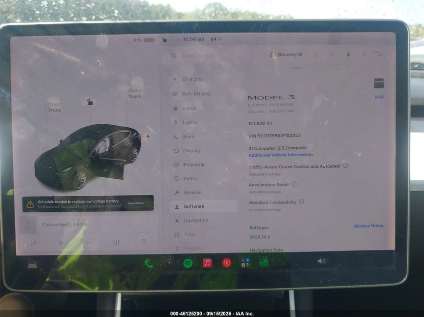 TESLA MODEL 3 2018 VIN 5YJ3E1EB6JF182823