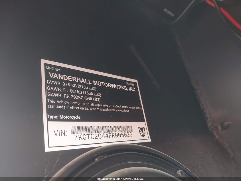 VANDERHALL CARMEL 2023 VIN 7KGTC2C44PR005025