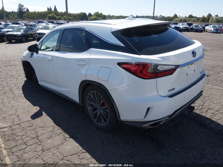 Vin: 2t2bzmca8gc034709, lot: 46625787, lexus rx 350 f sport 20163