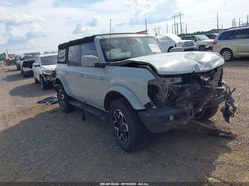 Vin: 1fmde5bh9nlb73312, lot: 46625968, ford bronco outer banks 20221