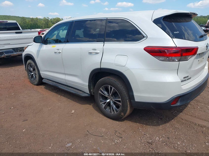 Vin: 5tdzzrfh8js257503, lot: 46625991, toyota highlander le 20183